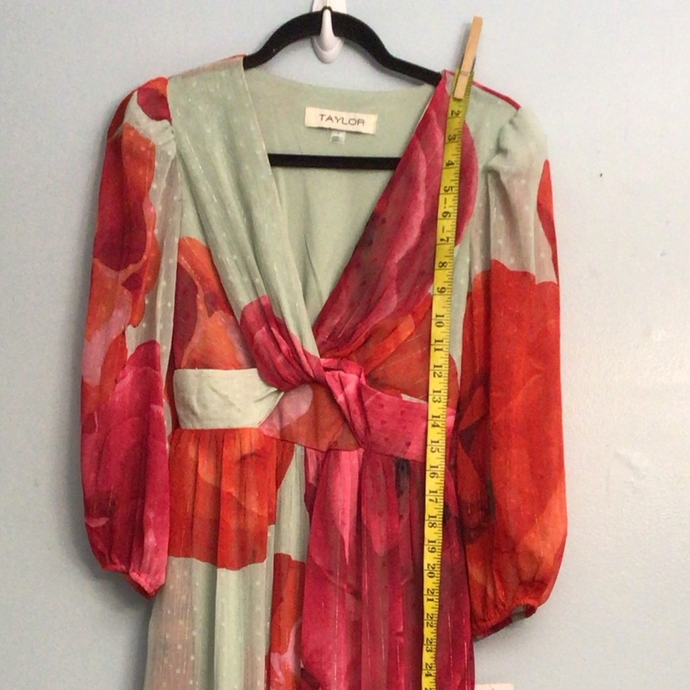 Taylor Red and Green Long Sleeve Dress - Picture 8 of 15